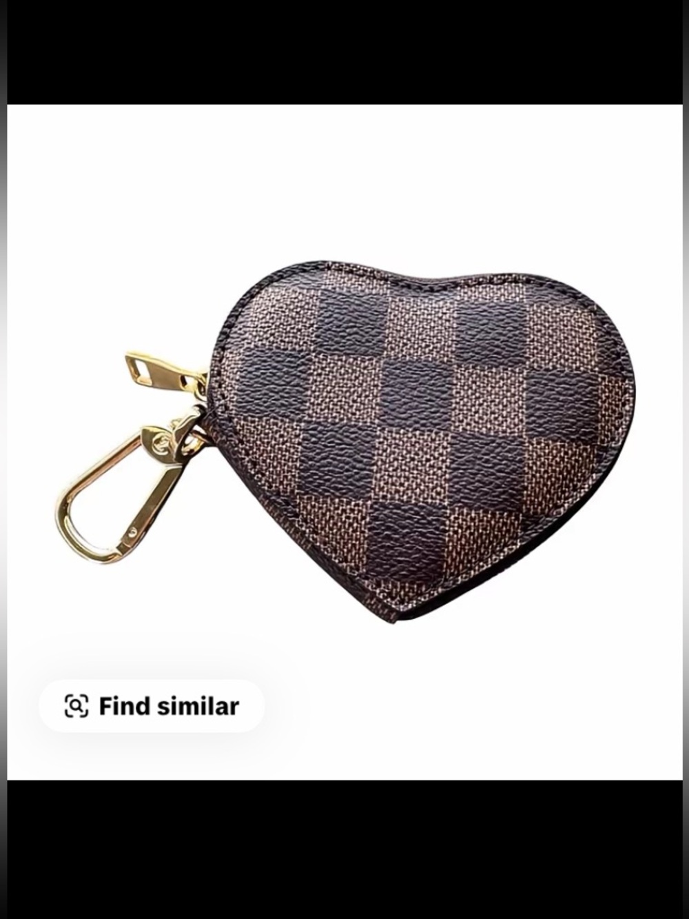 Louis Vuitton Brown Checkerboard Heart Key Pouch with Gold Clip